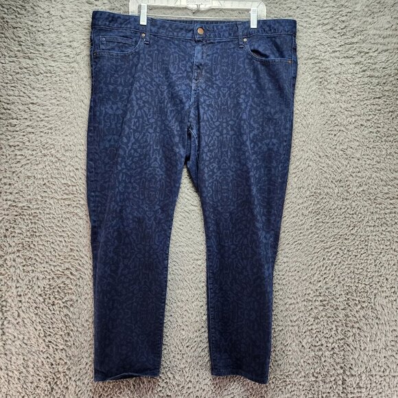 Gap Jeans Womens 35 Blue Cheetah Print Always Skinny Cotton Blend - Picture 1 of 14